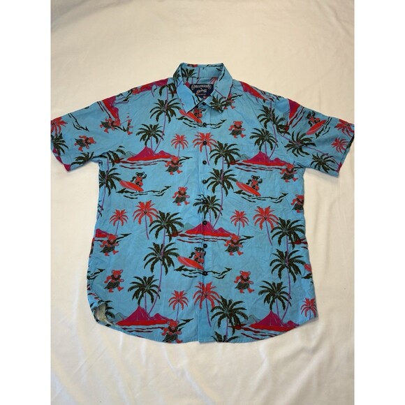 Grateful Dead x Section 119 Hawaiian Shirt Mens L Blue Jerry Garcia Bear Retro - Picture 2 of 8